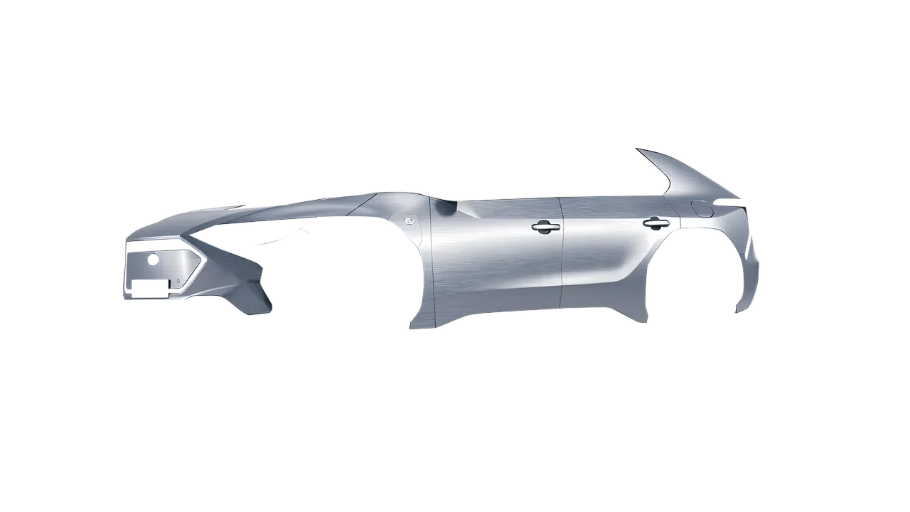 Subaru Solterra 2023 wrapped in Brushed Aluminum (Avery Dennison SW900-812-X), front three-quarter view