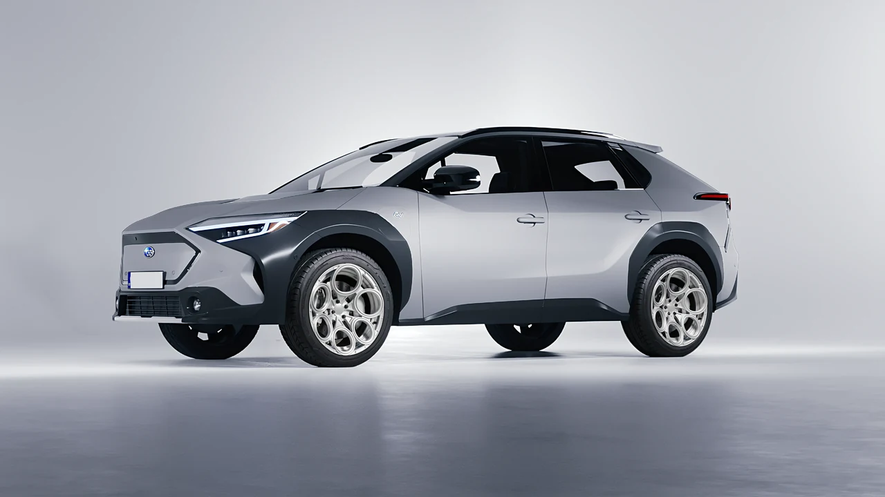 Subaru Solterra 2023 on RDB LA Revolver forged wheels, front three-quarter view