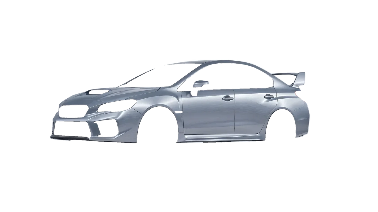 Subaru WRX STI 2020 wrapped in Brushed Aluminum (Avery Dennison SW900-812-X), front three-quarter view