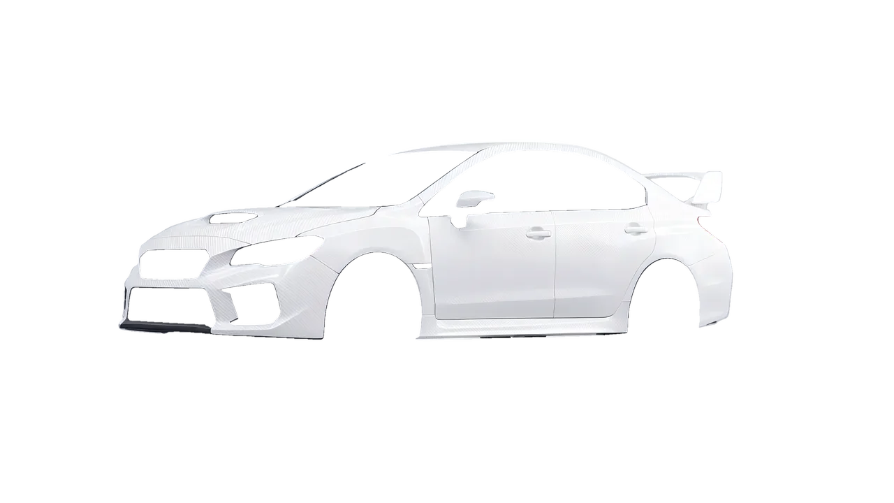 Subaru WRX STI 2020 wrapped in Carbon Fiber White (Avery Dennison SW900-115-X), front three-quarter view