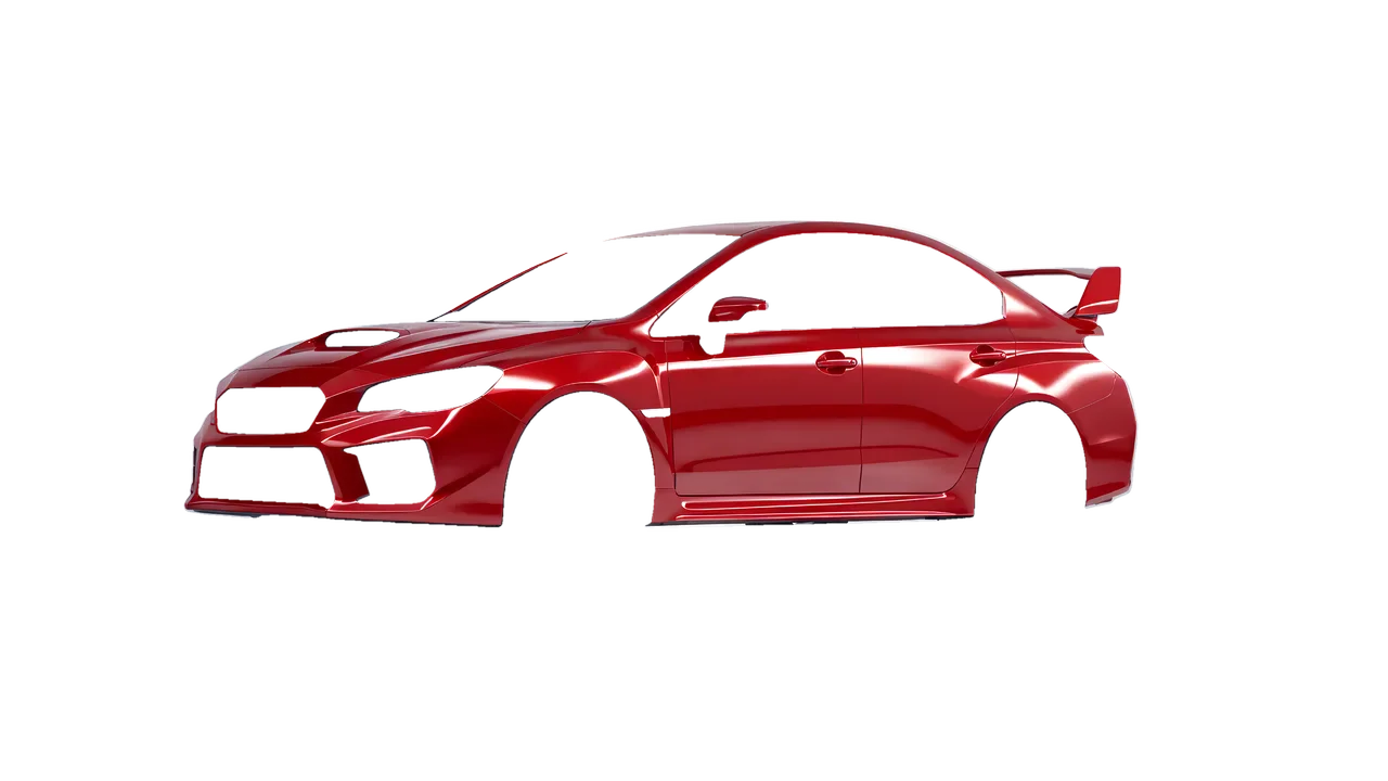 Subaru WRX STI 2020 wrapped in Hot Rod Red (3M G13), front three-quarter view