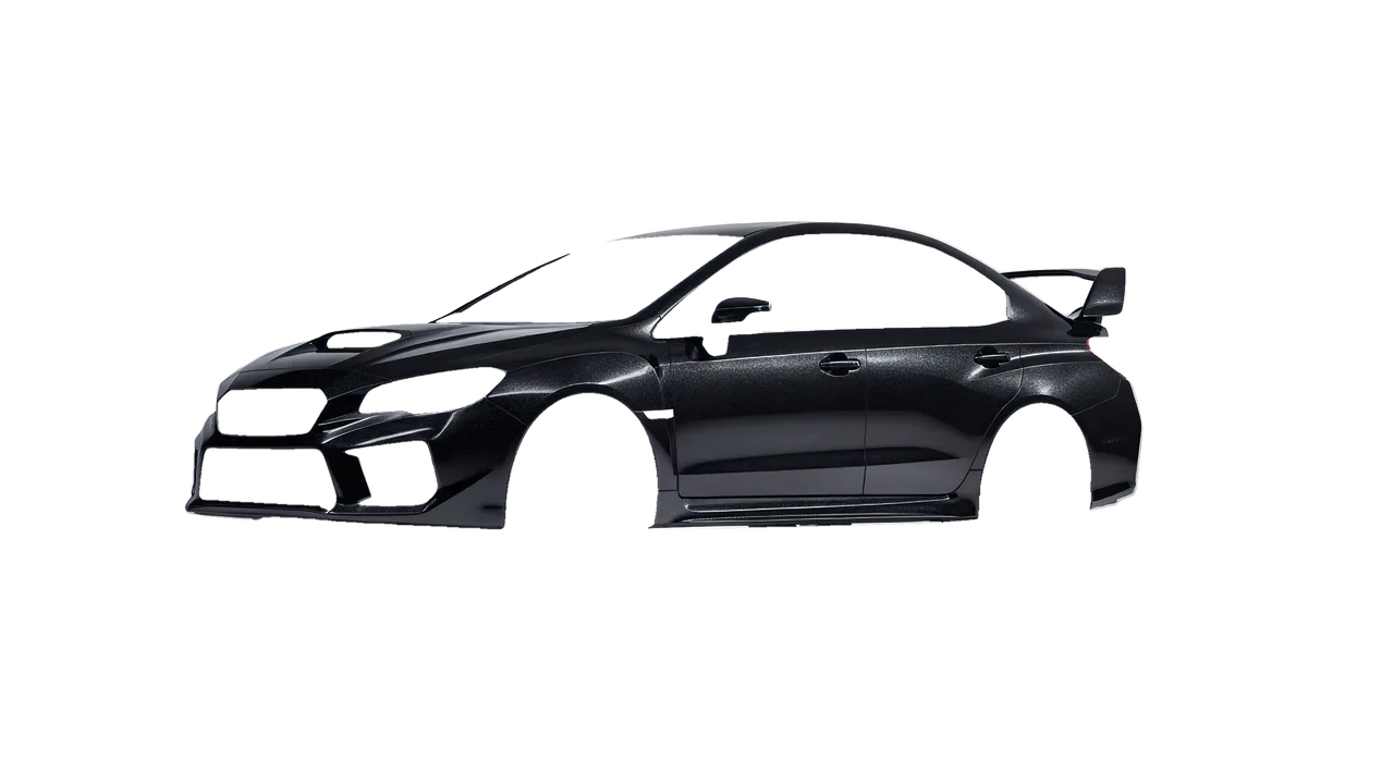 Subaru WRX STI 2020 wrapped in Mystery Black (Avery Dennison SW900-184-M), front three-quarter view