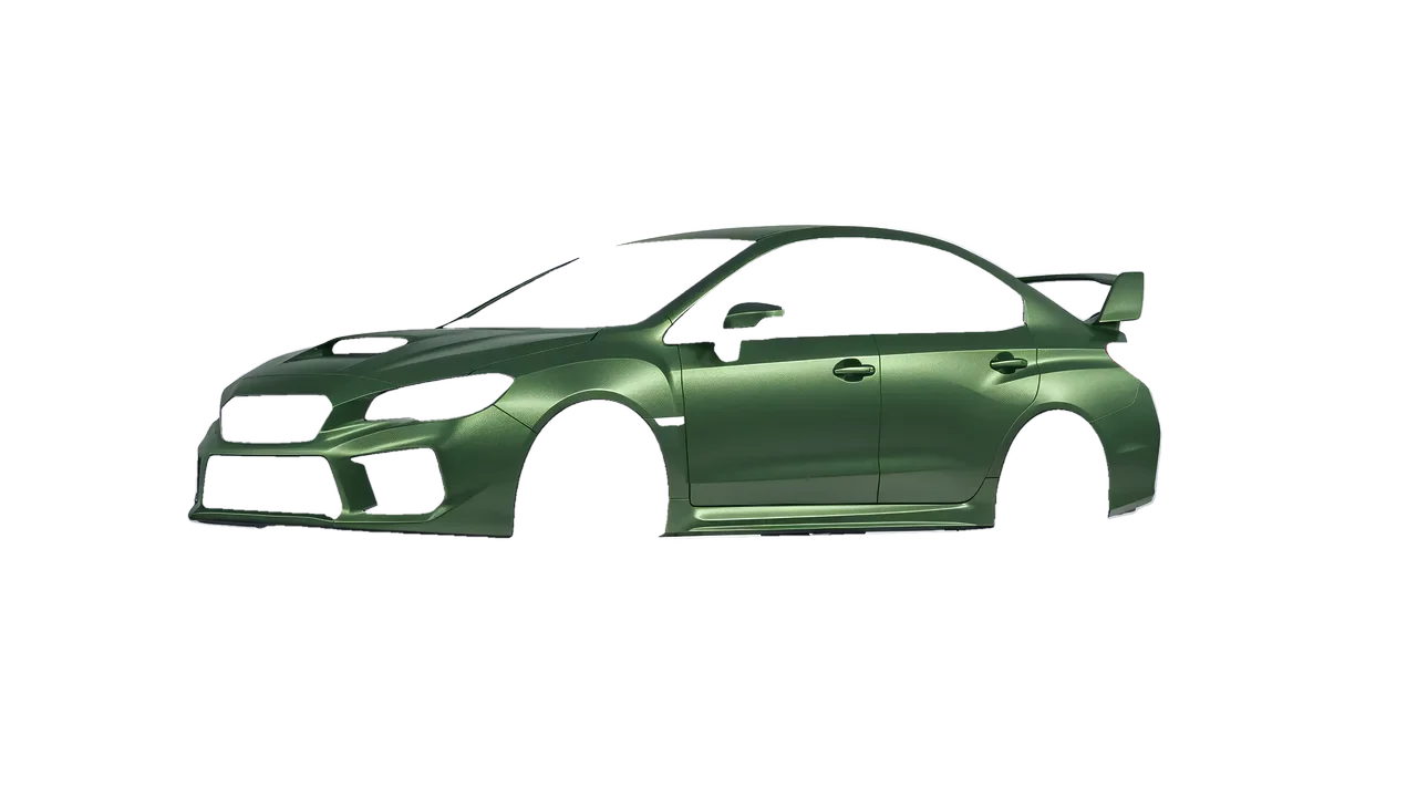 Subaru WRX STI 2020 wrapped in Apple Green (Avery Dennison SW900-745-M), front three-quarter view