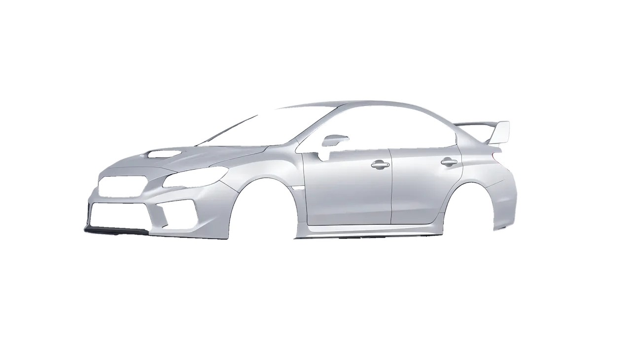 Subaru WRX STI 2020 wrapped in Matte Silver (3M M21), front three-quarter view