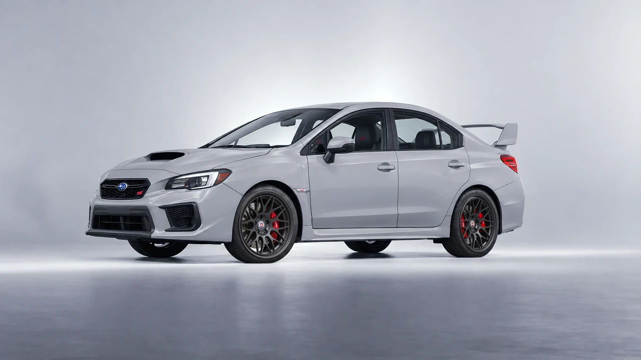 Subaru WRX STI 2020 on HRE Performance Wheels 300-GT forged wheels, front three-quarter view