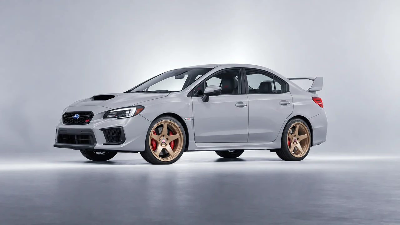 Subaru WRX STI 2020 on HRE Performance Wheels 305-GTS forged wheels, front three-quarter view