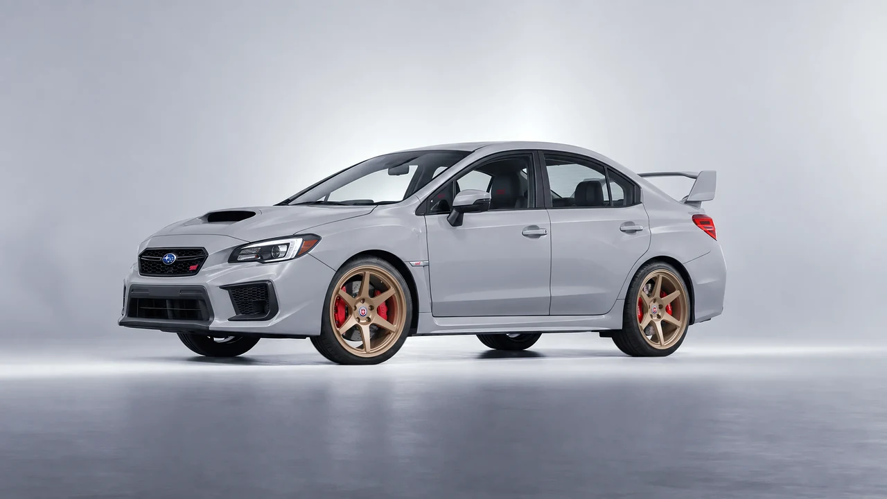 Subaru WRX STI 2020 on HRE Performance Wheels 306-GTS forged wheels, front three-quarter view