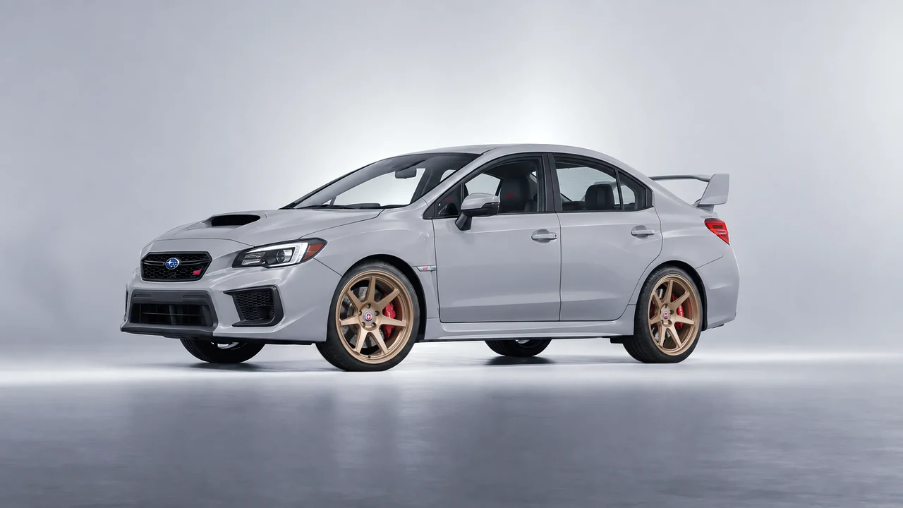Subaru WRX STI 2020 on HRE Performance Wheels 307-GTS forged wheels, front three-quarter view