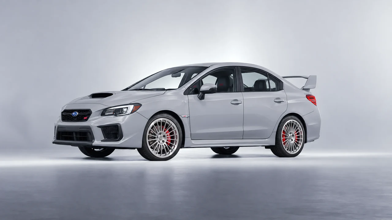 Subaru WRX STI 2020 on HRE Performance Wheels 309M forged wheels, front three-quarter view