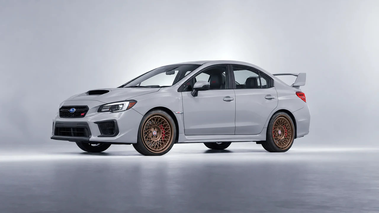 Subaru WRX STI 2020 on HRE Performance Wheels 501-GTM forged wheels, front three-quarter view