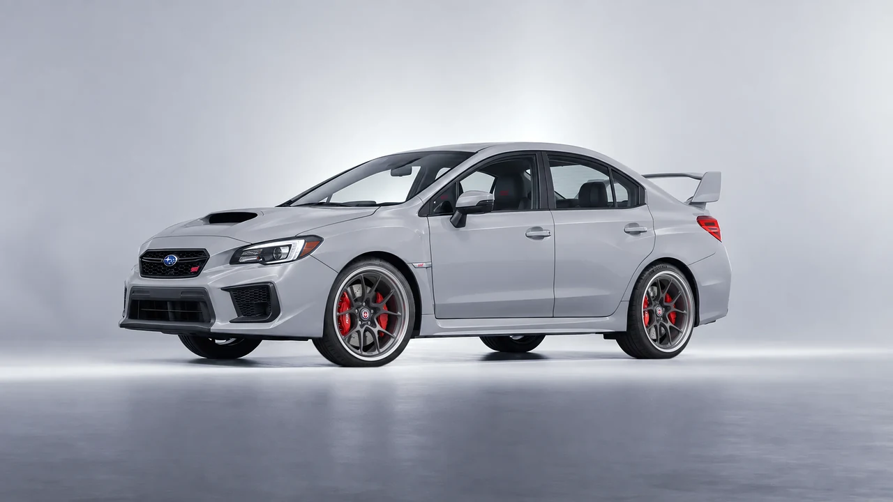 Subaru WRX STI 2020 on HRE Performance Wheels 521 forged wheels, front three-quarter view