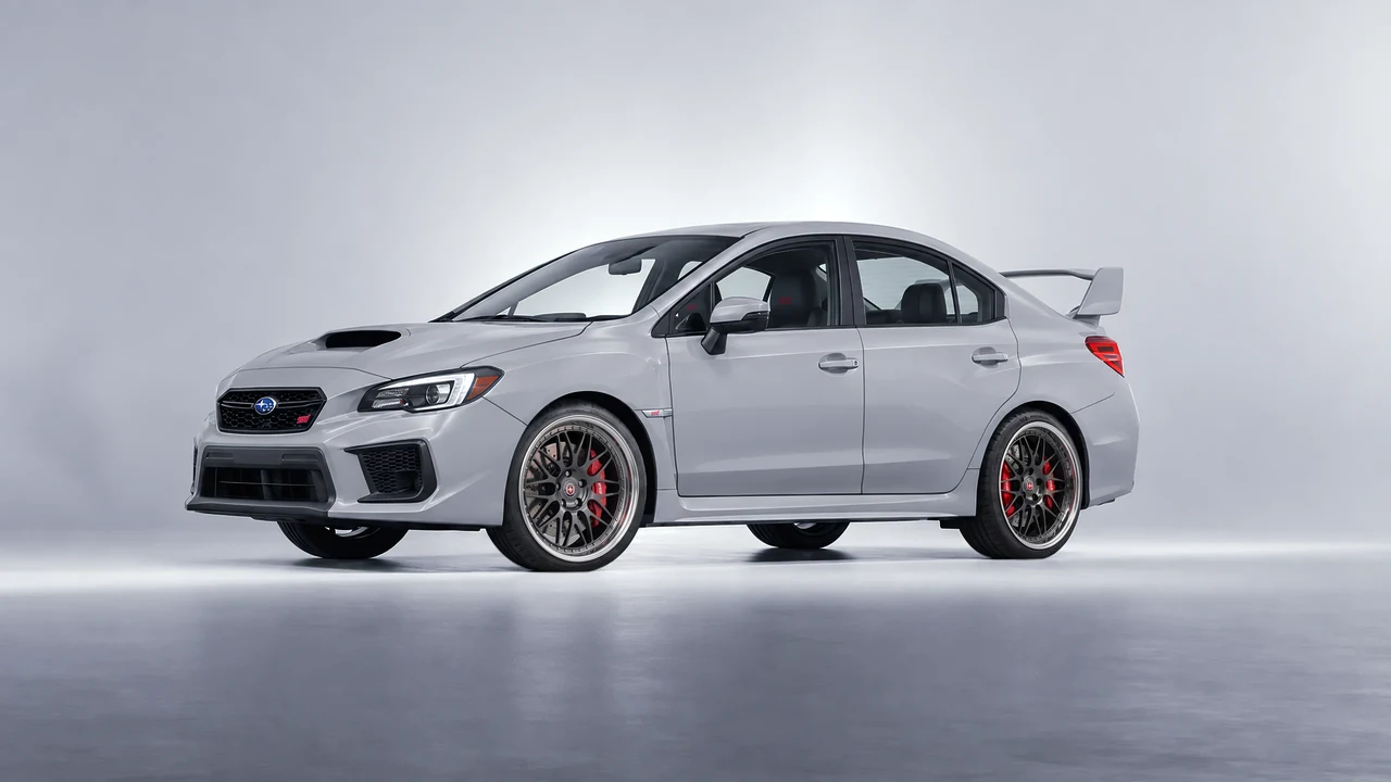 Subaru WRX STI 2020 on HRE Performance Wheels 540 forged wheels, front three-quarter view