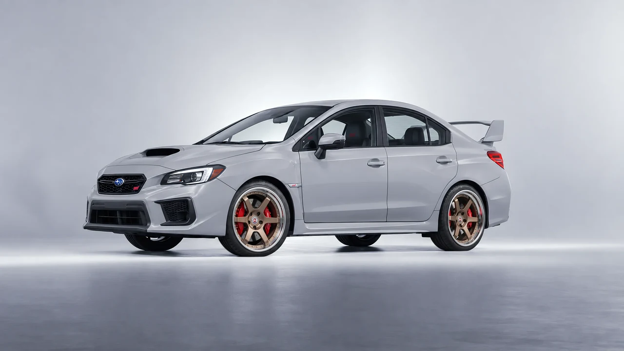 Subaru WRX STI 2020 on HRE Performance Wheels C106 forged wheels, front three-quarter view