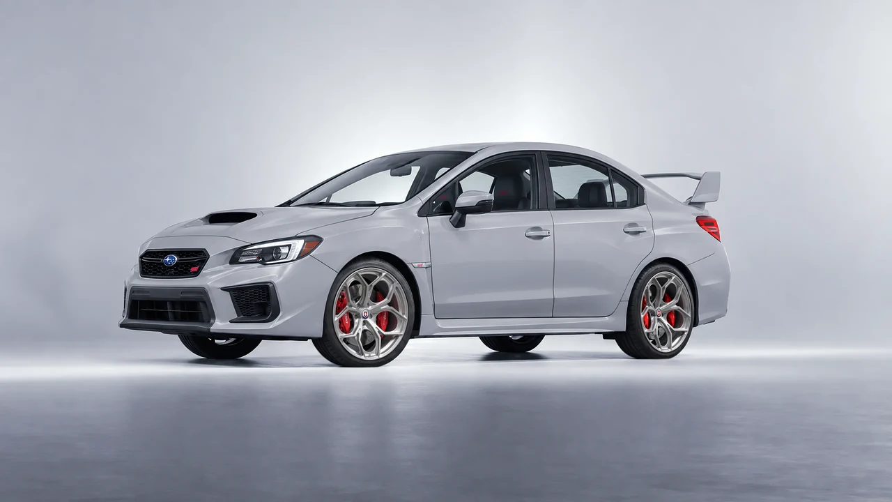 Subaru WRX STI 2020 on HRE Performance Wheels P111SC forged wheels, front three-quarter view