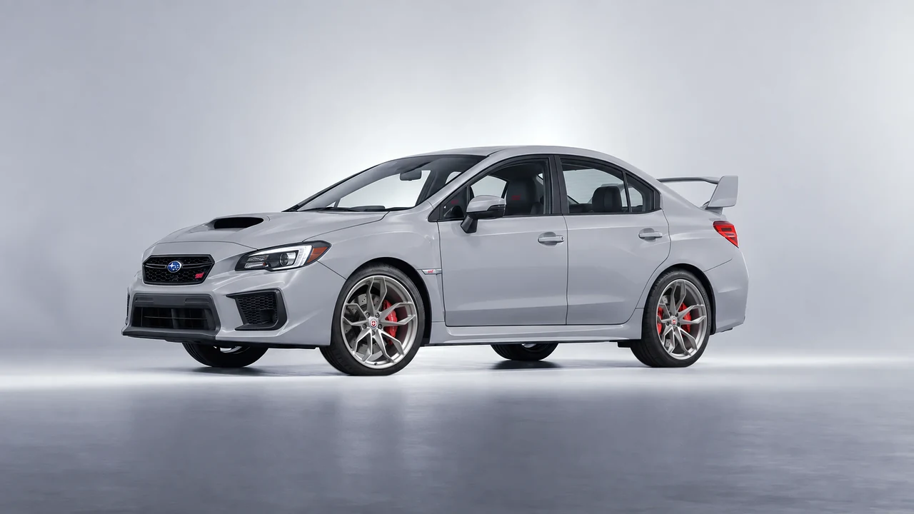 Subaru WRX STI 2020 on HRE Performance Wheels P201 forged wheels, front three-quarter view