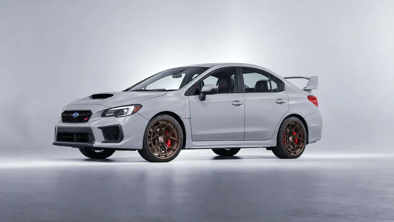 Subaru WRX STI 2020 on HRE Performance Wheels P301 forged wheels, front three-quarter view