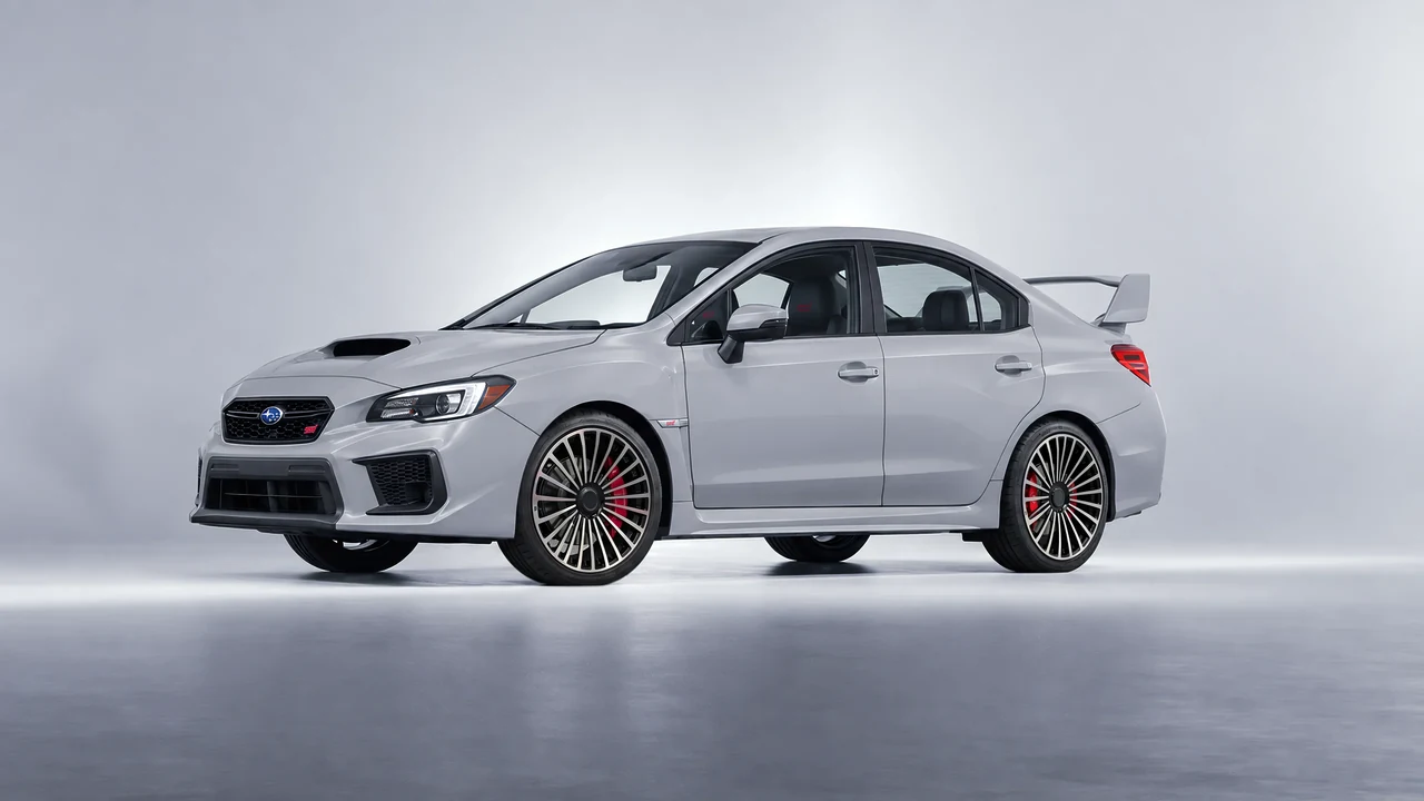 Subaru WRX STI 2020 on RDB LA Twenty Three forged wheels, front three-quarter view