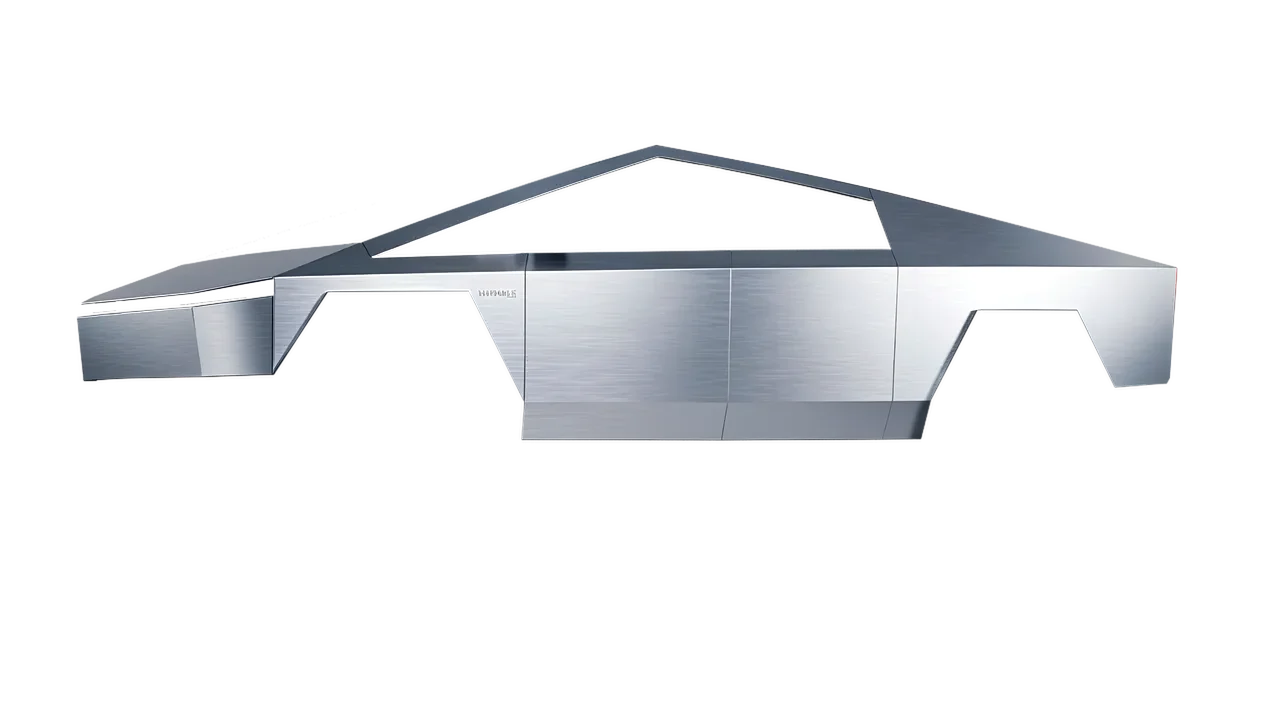Tesla Cybertruck 2024 wrapped in Brushed Aluminum (Avery Dennison SW900-812-X), front three-quarter view