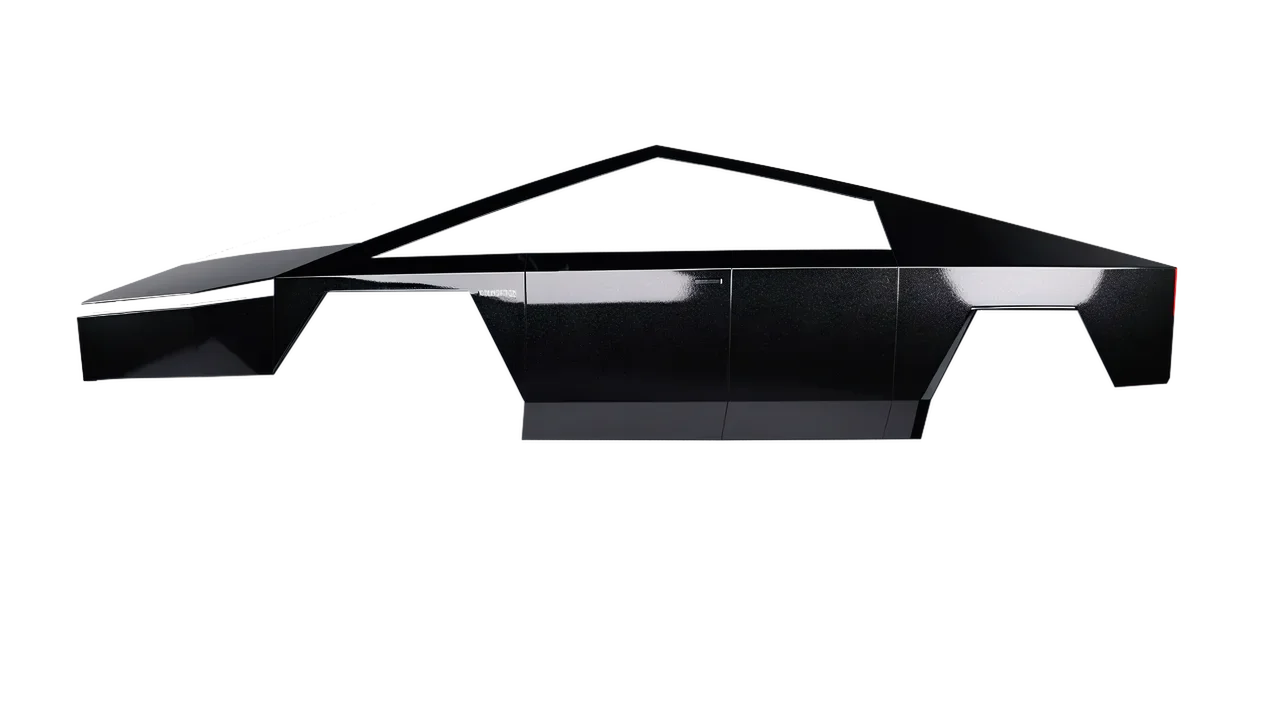 Tesla Cybertruck 2024 wrapped in Mystery Black (Avery Dennison SW900-184-M), front three-quarter view
