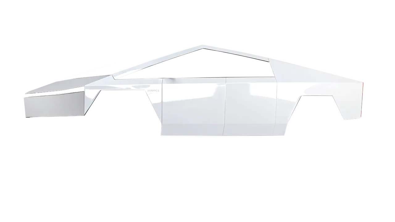 Tesla Cybertruck 2024 wrapped in Gloss White (3M G10), front three-quarter view