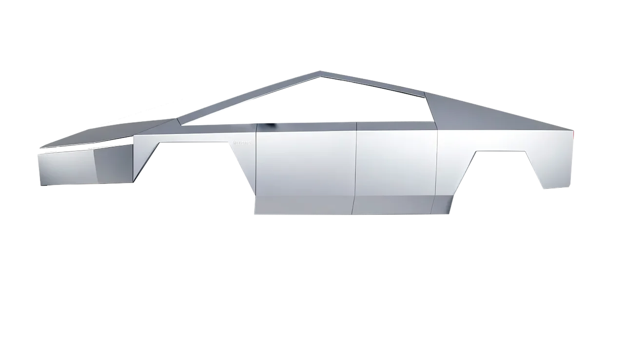 Tesla Cybertruck 2024 wrapped in Matte Silver (3M M21), front three-quarter view