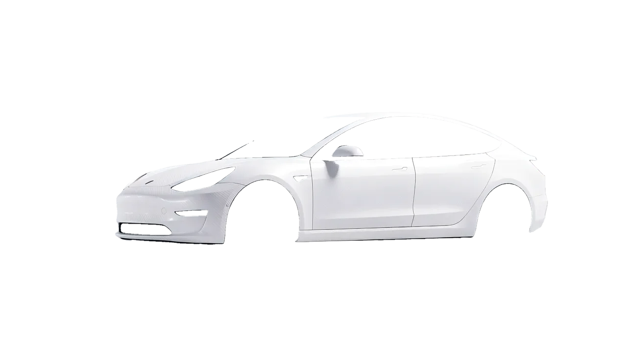 Tesla Model 3 2019 wrapped in Carbon Fiber White (Avery Dennison SW900-115-X), front three-quarter view