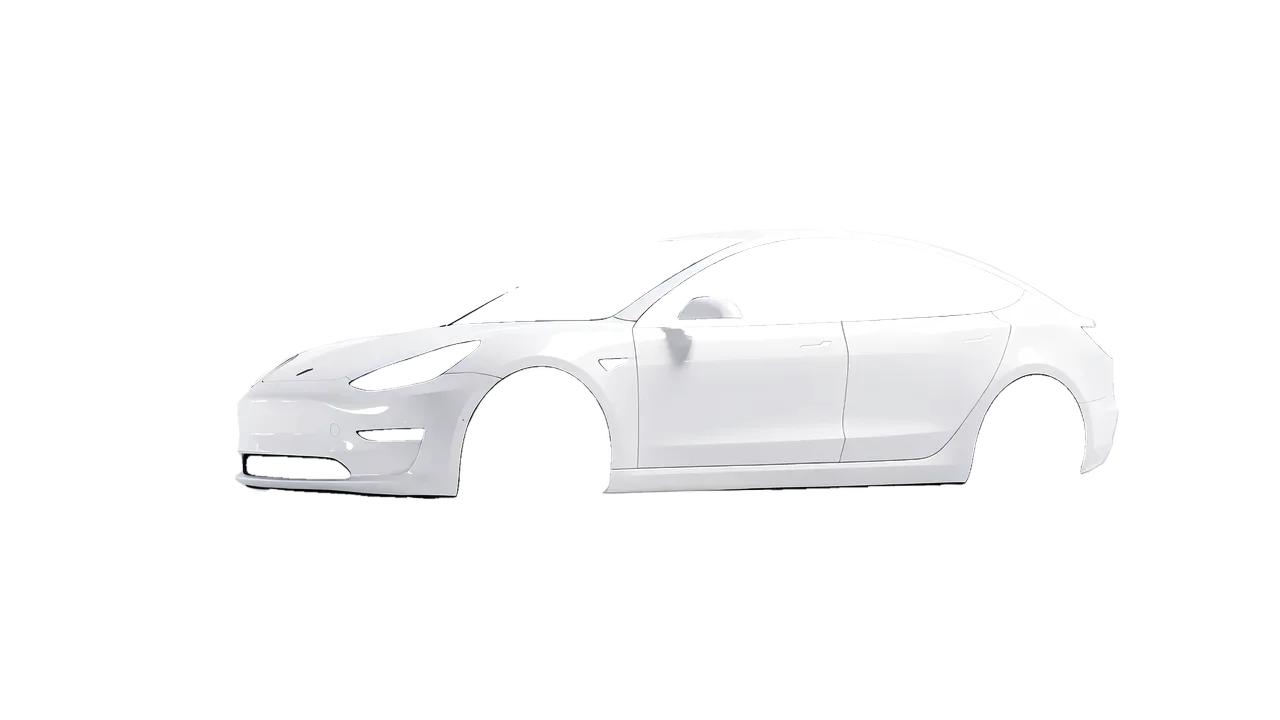 Tesla Model 3 2019 wrapped in Gloss White (3M G10), front three-quarter view
