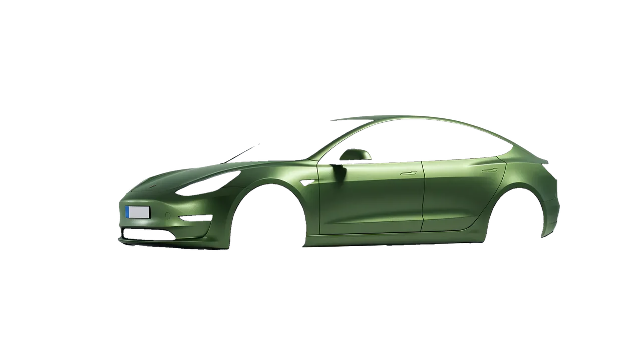 Tesla Model 3 2019 wrapped in Apple Green (Avery Dennison SW900-745-M), front three-quarter view