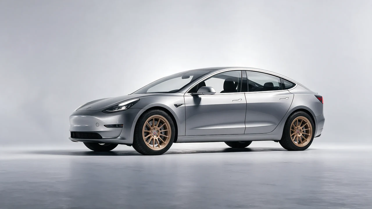 Tesla Model 3 2019 on HRE Performance Wheels 313-GTS forged wheels, front three-quarter view