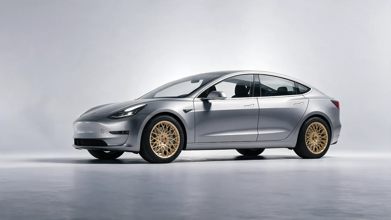 Tesla Model 3 2019 on HRE Performance Wheels 501M forged wheels, front three-quarter view