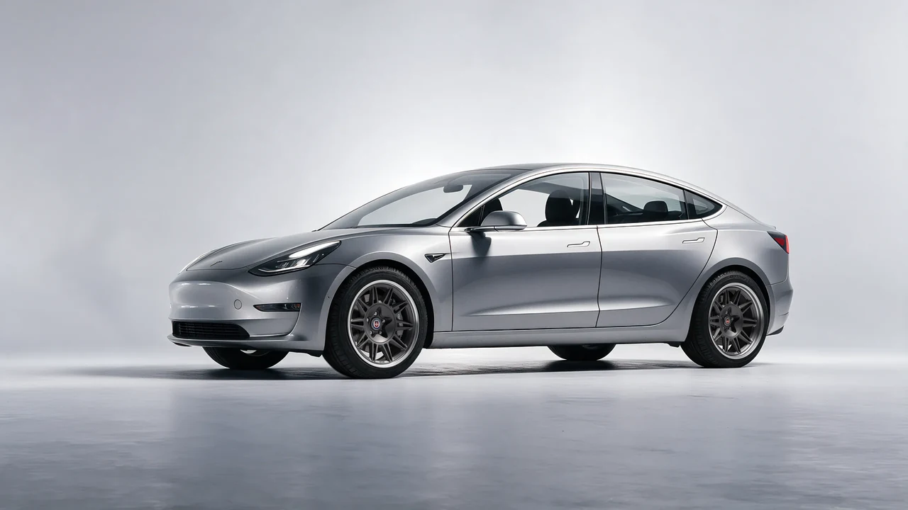 Tesla Model 3 2019 on HRE Performance Wheels 528 forged wheels, front three-quarter view