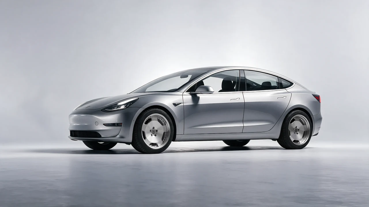 Tesla Model 3 2019 on HRE Performance Wheels 544 forged wheels, front three-quarter view