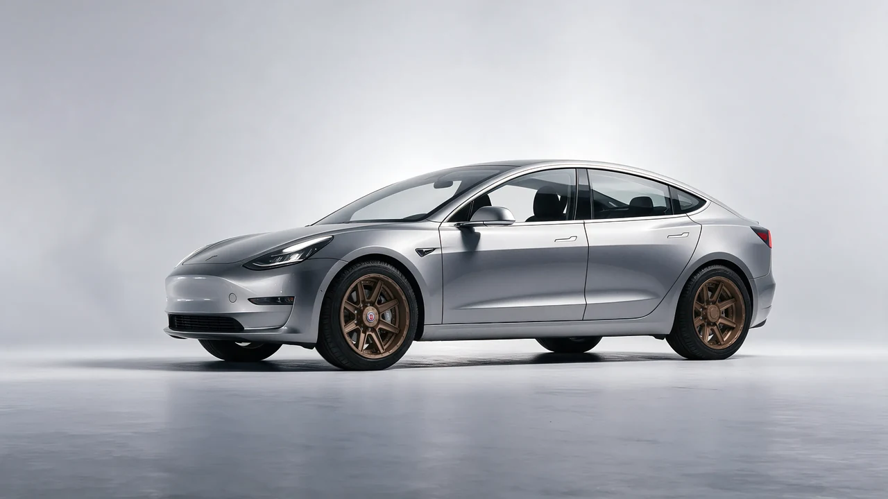 Tesla Model 3 2019 on HRE Performance Wheels HD188 forged wheels, front three-quarter view