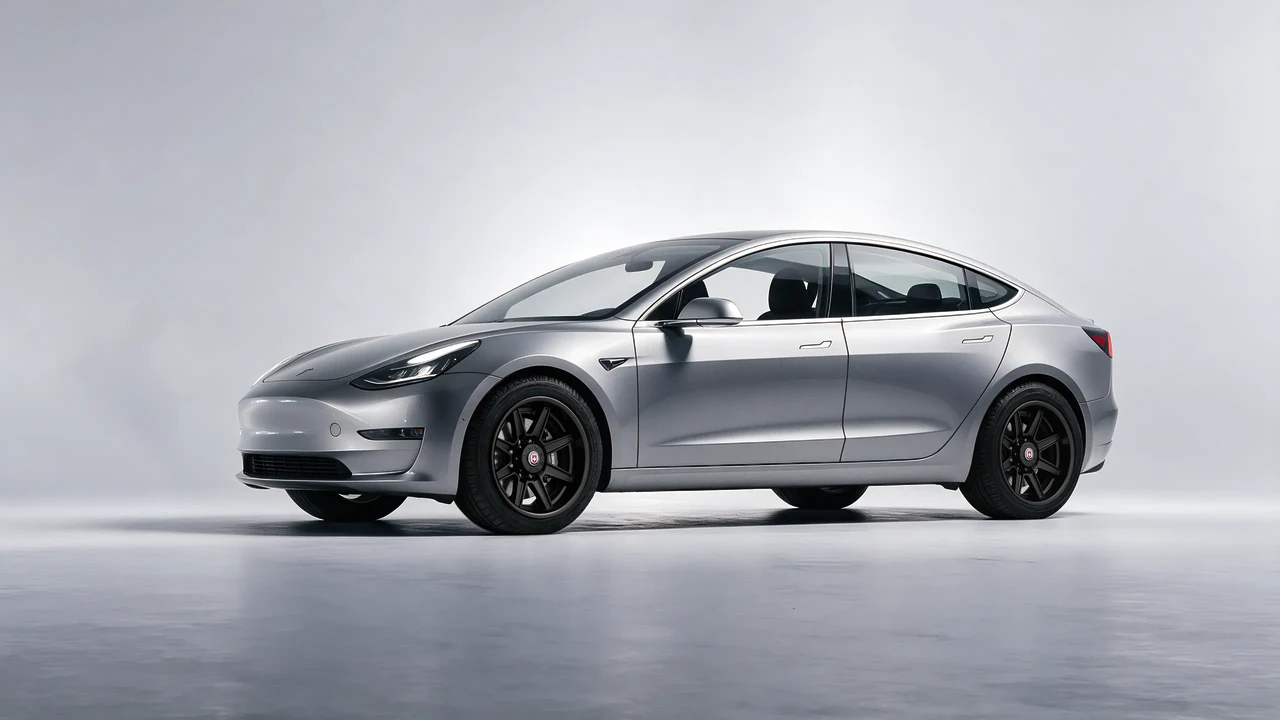 Tesla Model 3 2019 on HRE Performance Wheels HD188H forged wheels, front three-quarter view