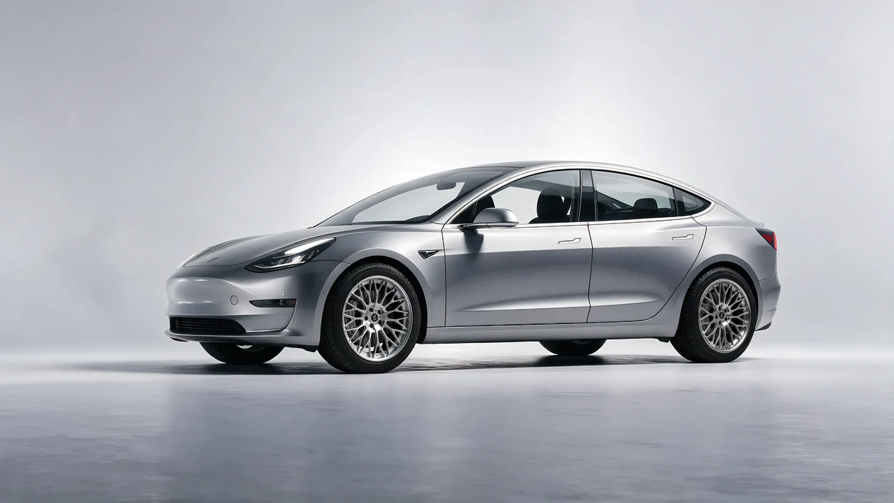 Tesla Model 3 2019 on RDB LA Signature forged wheels, front three-quarter view