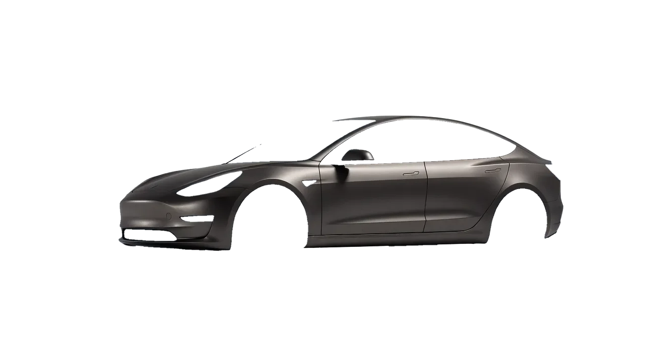 Tesla Model 3 2019 wrapped in Black Rock Grey (Avery Dennison SW900-823-M), front three-quarter view