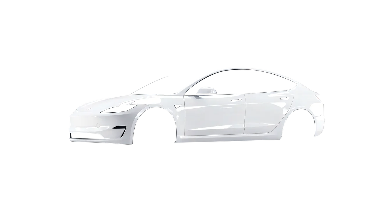 Tesla Model 3 2024 wrapped in Gloss White (3M G10), front three-quarter view