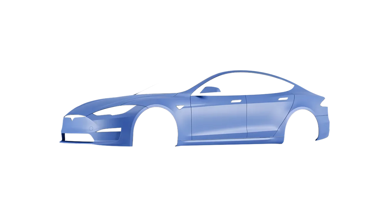 Tesla Model S 2013 wrapped in Dreamline Blue (Avery Dennison SW900-616-O), front three-quarter view