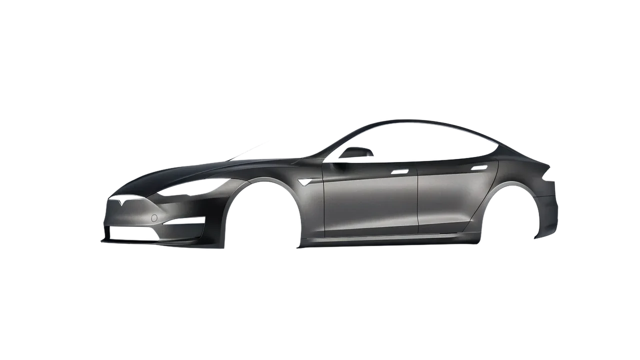 Tesla Model S 2013 wrapped in Black Rock Grey (Avery Dennison SW900-823-M), front three-quarter view
