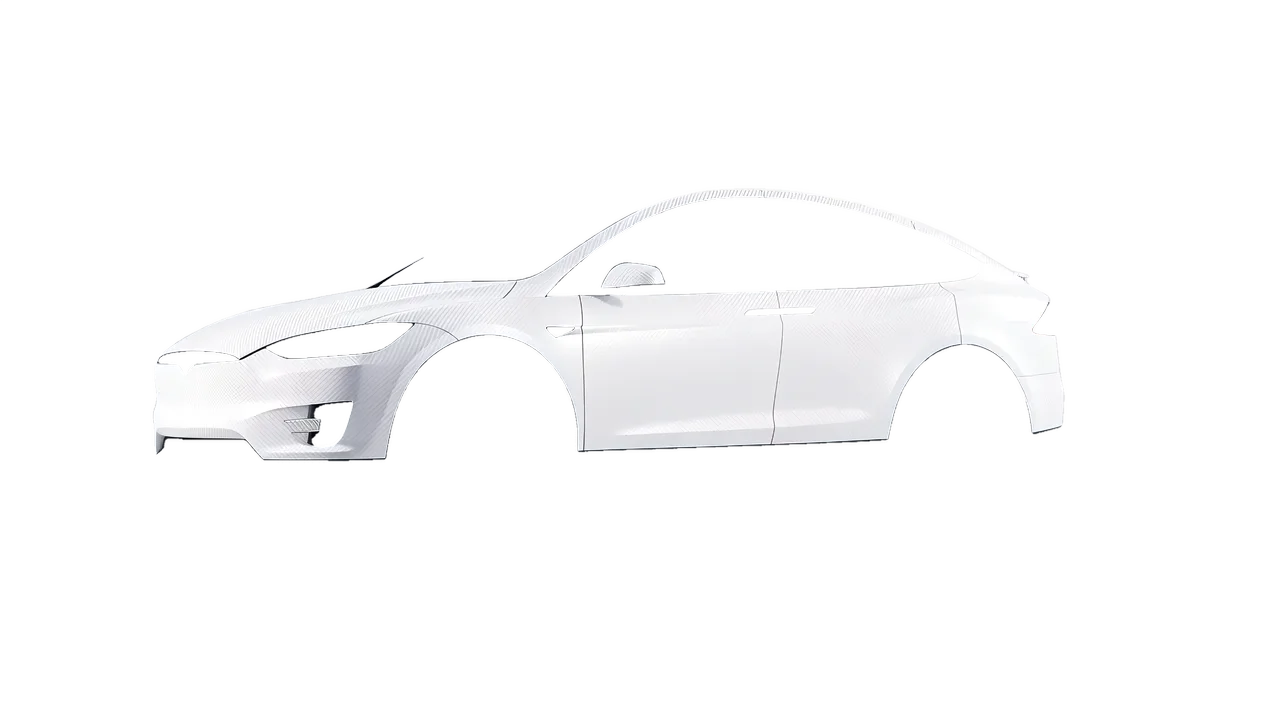Tesla Model X 2017 wrapped in Carbon Fiber White (Avery Dennison SW900-115-X), front three-quarter view