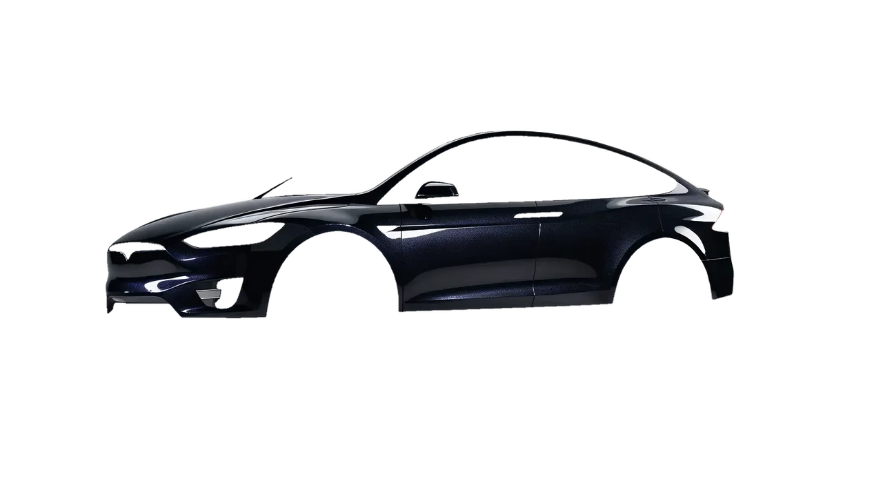 Tesla Model X 2017 wrapped in Mystery Black (Avery Dennison SW900-184-M), front three-quarter view