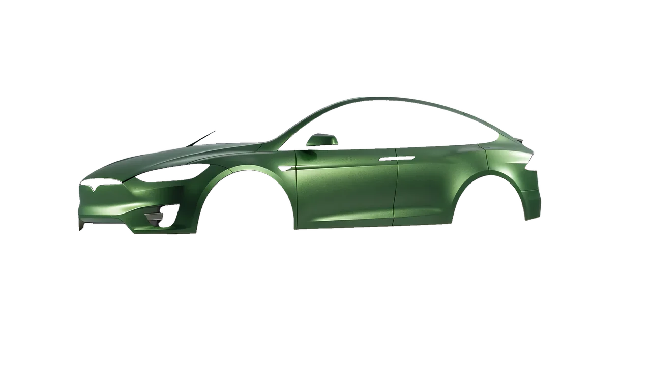 Tesla Model X 2017 wrapped in Apple Green (Avery Dennison SW900-745-M), front three-quarter view