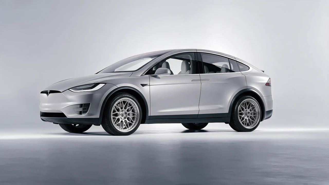 Tesla Model X 2017 on HRE Performance Wheels 300 forged wheels, front three-quarter view