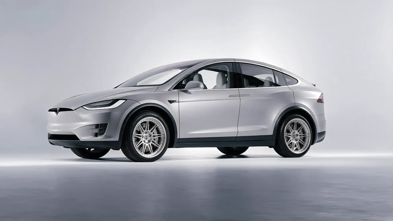 Tesla Model X 2017 on HRE Performance Wheels 301 forged wheels, front three-quarter view