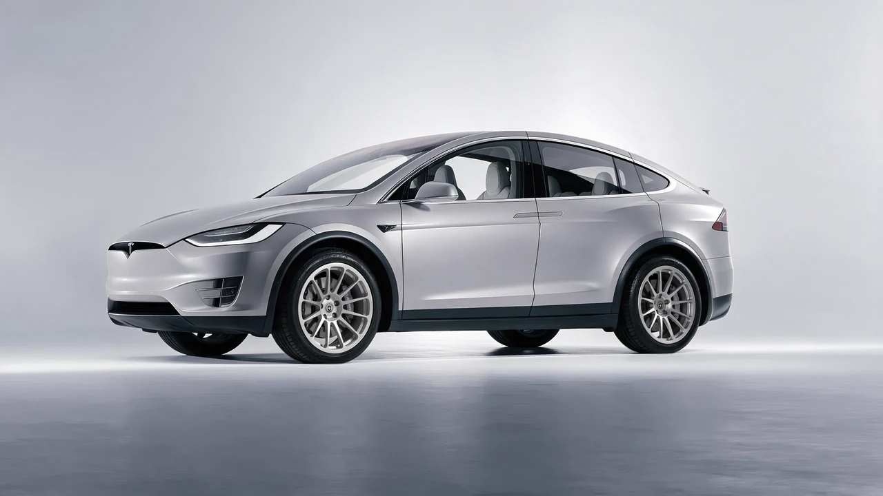 Tesla Model X 2017 on HRE Performance Wheels 303M forged wheels, front three-quarter view