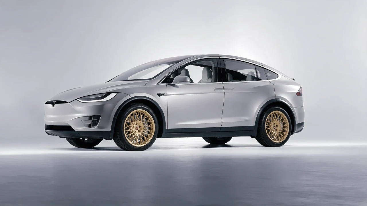 Tesla Model X 2017 on HRE Performance Wheels 501M forged wheels, front three-quarter view