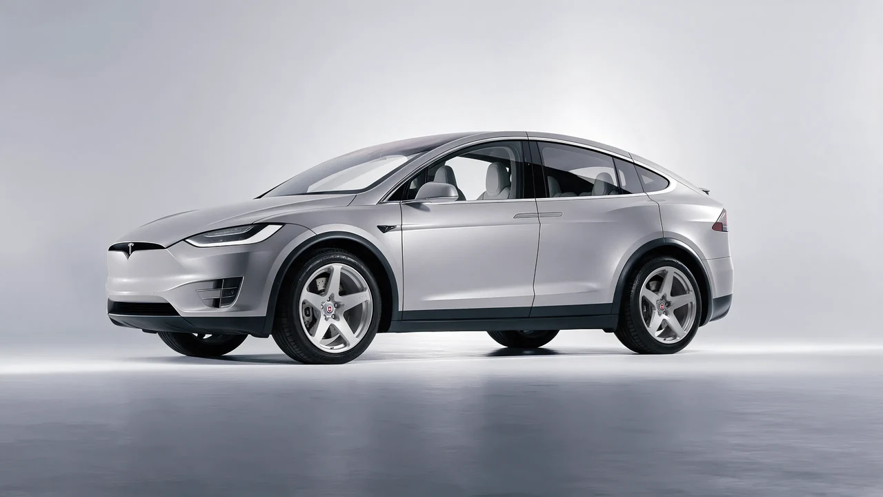 Tesla Model X 2017 on HRE Performance Wheels 527M forged wheels, front three-quarter view