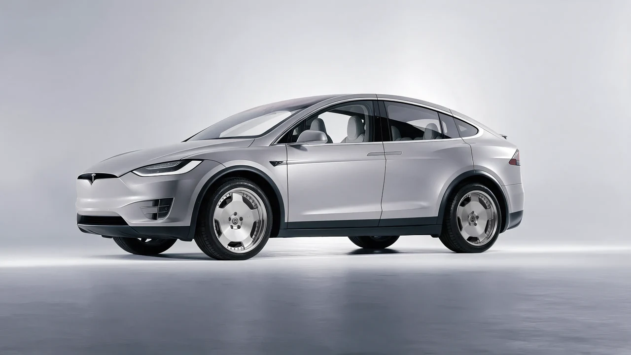 Tesla Model X 2017 on HRE Performance Wheels 544 forged wheels, front three-quarter view