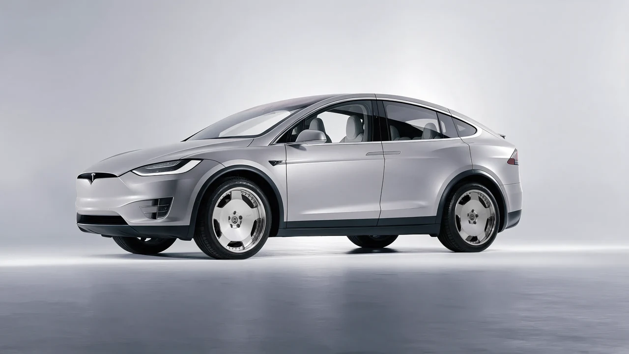 Tesla Model X 2017 on HRE Performance Wheels 544C forged wheels, front three-quarter view