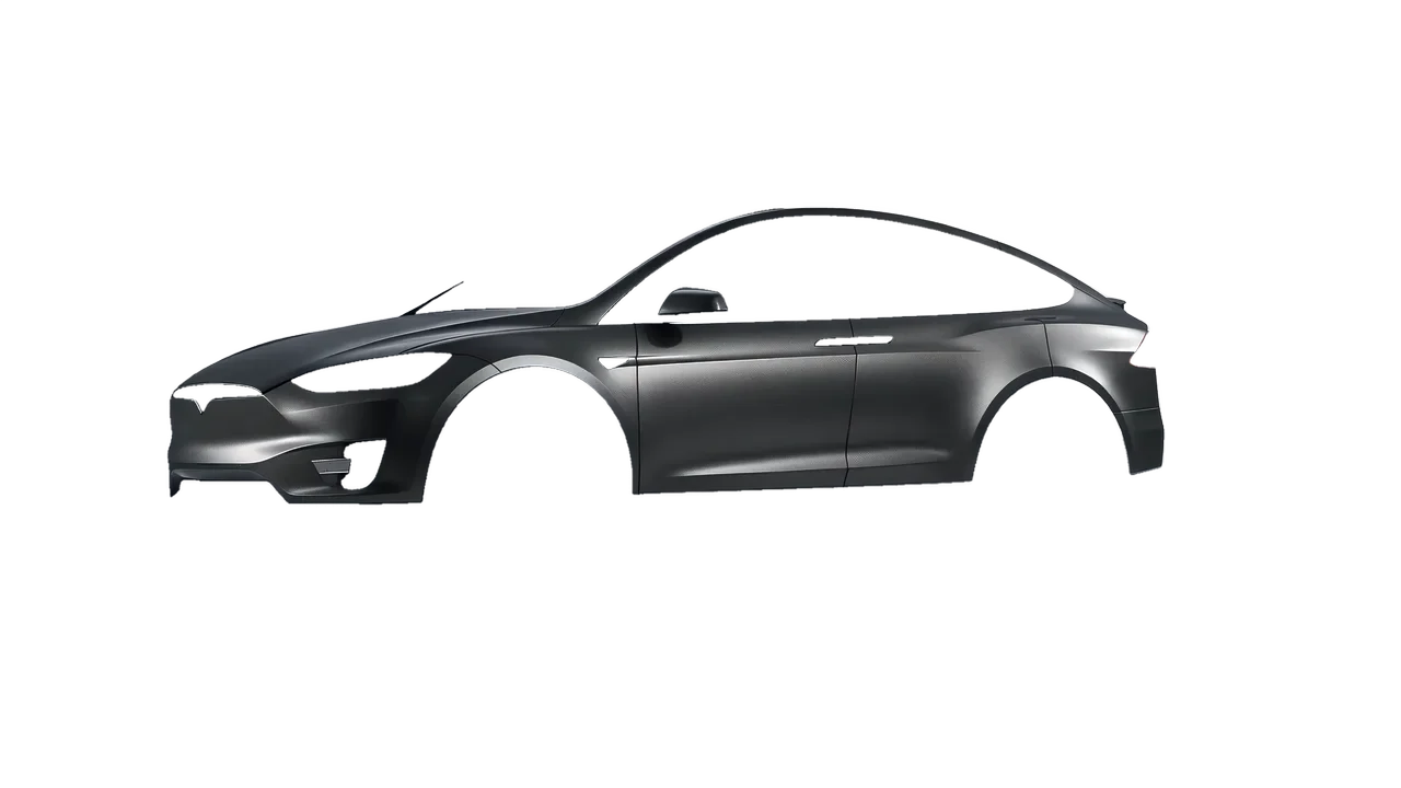 Tesla Model X 2017 wrapped in Black Rock Grey (Avery Dennison SW900-823-M), front three-quarter view